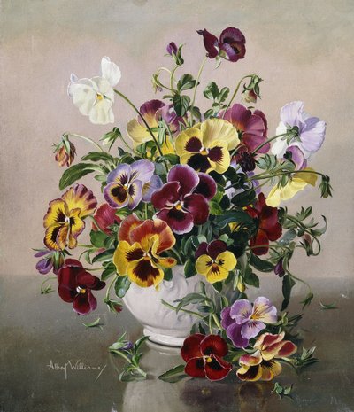 Een stilleven met viooltjes door Albert Williams