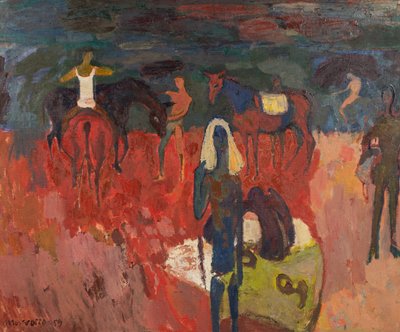 Ruiters op een Strand door Alberto Morrocco