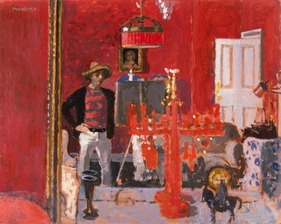 Zelfportret met een Turkse hoed door Alberto Morrocco