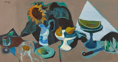 Stilleven met Zonnebloem door Alberto Morrocco