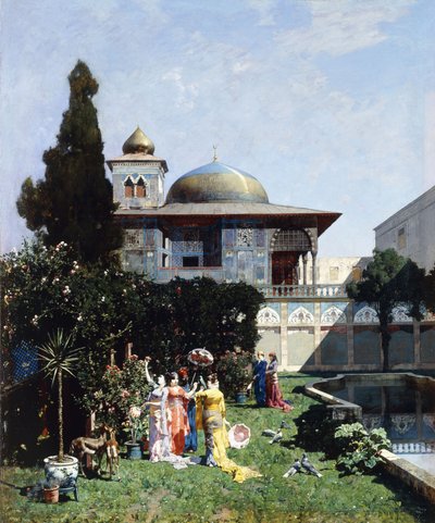 Een hoek in de tuin van de harem door Alberto Pasini