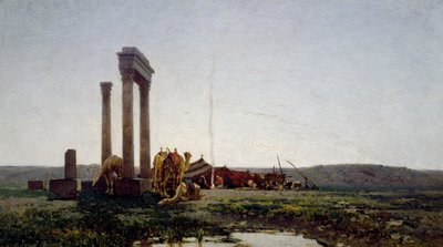 Ruïnes van een tempel in de woestijn door Alberto Pasini