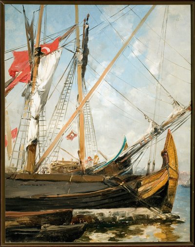 Zeilboten op de Bosporus in Turkije Schilderij door Alberto Pasini (1826-1899) 19e eeuw Genua, Galleria d