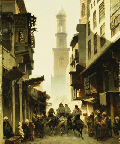 Straatscène in Damascus, 1861 door Alberto Pasini