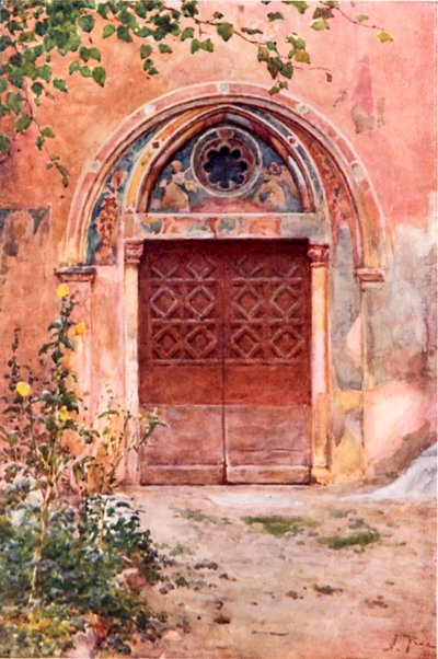 Deur van het Klooster van S. Benedictus (Sagro Speco) in Subiaco door Alberto Pisa