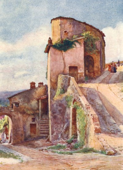 Porta Veneris, Spello (kleur litho) door Alberto Pisa