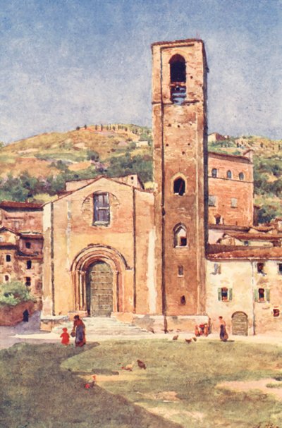 S Giovanni Battista, Gubbio (kleur litho) door Alberto Pisa
