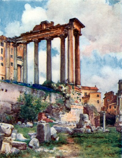 Tempel van Saturnus vanaf de Basilica Julia in het Forum door Alberto Pisa