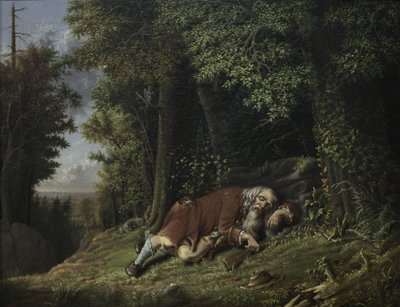 Rip Van Winkle slaapt door Albertus D.O Browere