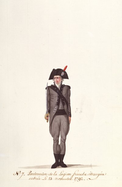 Een pontoneer van het Franse Vreemdelingenlegioen, uit Coppetiers, 23 november 1792 door Albertus Gregorius