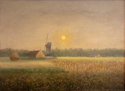 Windmolen in Latem bij Maanlicht door Albijn Van den Abeele