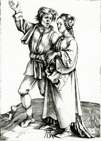 Een rustiek paar, gegraveerd door Johannes Wierix, ca. 1565 (gravure) door Albrecht (after) Durer or Duerer