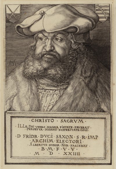 Frederik de Wijze, keurvorst van Saksen (gravure) door Albrecht (after) Durer or Duerer