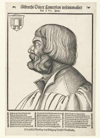 Portret van Albrecht Dürer (1471-1528) door Albrecht (after) Durer or Duerer