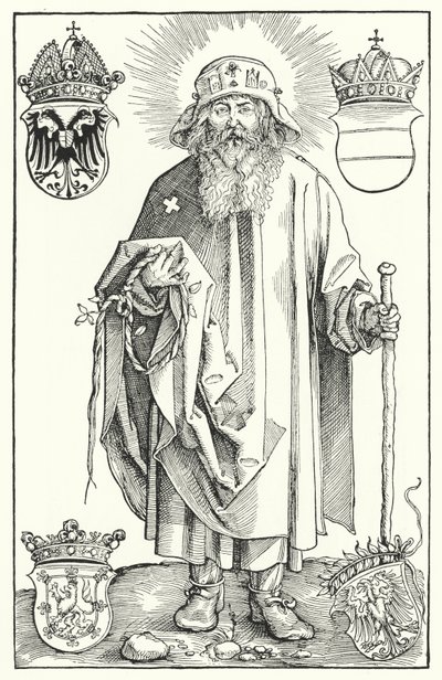 Sint Coloman door Albrecht (after) Durer or Duerer