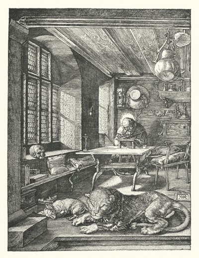 Sint Hiëronymus in Zijn Studie door Albrecht (after) Durer or Duerer