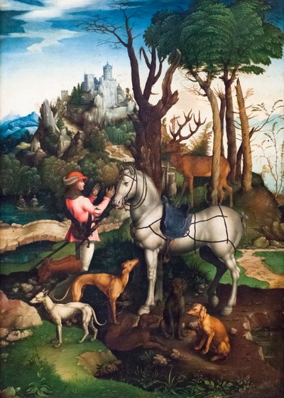Visioen van St. Eustachius door Albrecht (after) Durer or Duerer