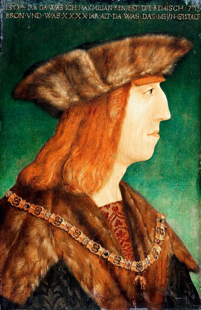 Portret van keizer Maximiliaan I van Habsburg door Albrecht (follower of) Durer or Duerer
