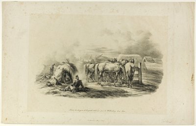 Bivak van de Draken van de Italiaanse Garde nabij Wittenberg op de Tiende van Juni door Albrecht Adam