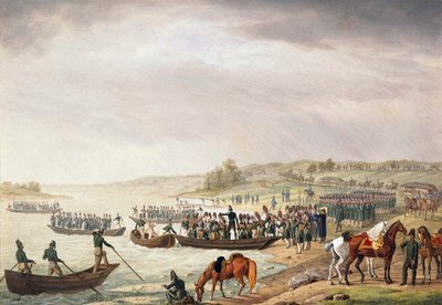 Italiaans korps van Eugene de Beauharnais steekt de Niemen over op 30 juni 1812, 1815 door Albrecht Adam