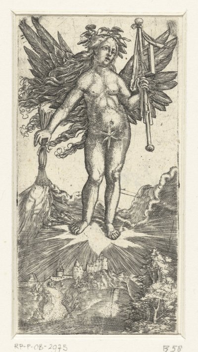 Allegorisch vrouwelijk figuur met vleugels door Albrecht Altdorfer