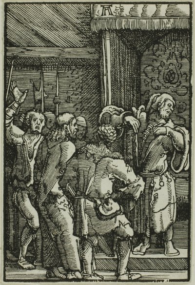 Christus voor Kajafas, uit De val en verlossing van de mens door Albrecht Altdorfer