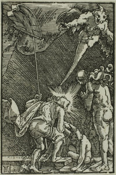 Christus in het voorgeborchte, uit De zondeval en de verlossing van de mens door Albrecht Altdorfer