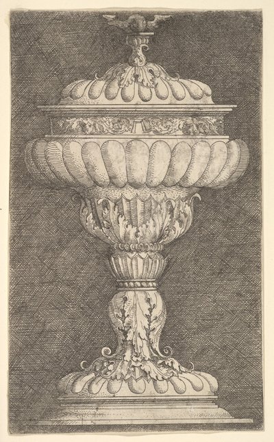 Gedekte beker met een gevleugelde bal bovenop, n.d. door Albrecht Altdorfer