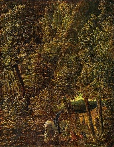 Duits: Drachenkampf des hl. Boslandschap met Sint Joris in gevecht met de draak door Albrecht Altdorfer