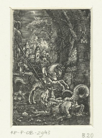 Sint Joris doodt de draak door Albrecht Altdorfer