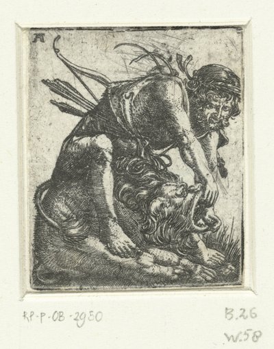 Hercules doodt de Nemeïsche leeuw door Albrecht Altdorfer
