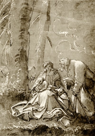 Heilige Familie in het bos door Albrecht Altdorfer