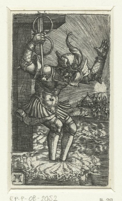 Horatius Cocles springt in de Tiber door Albrecht Altdorfer