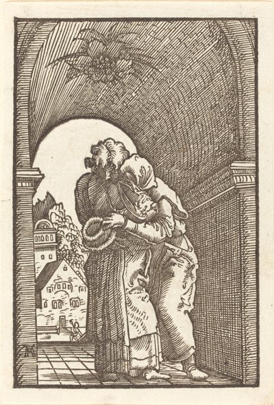 Joachim omhelst Anna door Albrecht Altdorfer