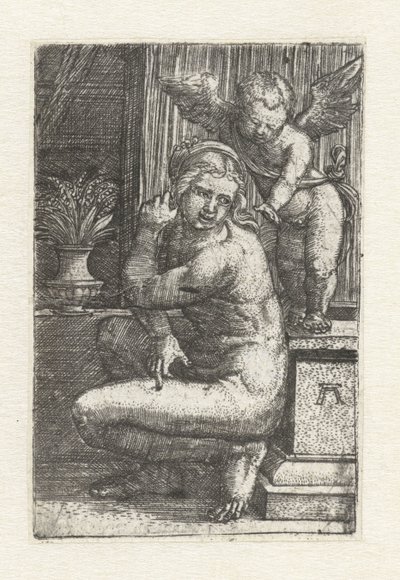 Knielende Venus met Cupido door Albrecht Altdorfer