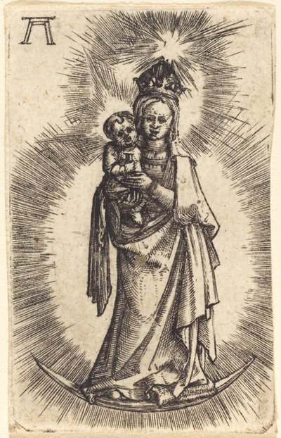 Madonna en kind staand met een halve maan door Albrecht Altdorfer