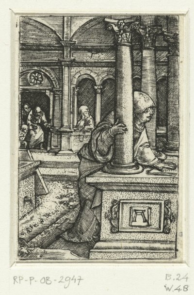 Maria zoekt naar haar zoon in de synagoge door Albrecht Altdorfer