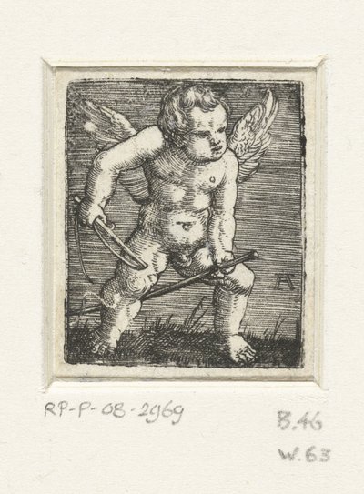 Putto met een stokpaardje door Albrecht Altdorfer