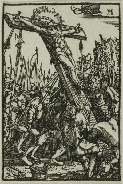 Het oprichten van het kruis, uit De val en verlossing van de mens door Albrecht Altdorfer