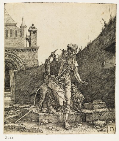 Sint Hiëronymus Wandelend in een Kerkhof, voor 1519 door Albrecht Altdorfer