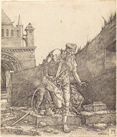Sint Hiëronymus in een binnenplaats door Albrecht Altdorfer
