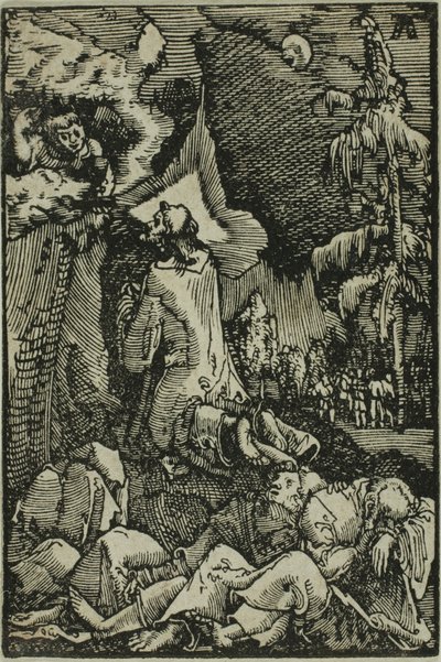 De doodsangst in de tuin, uit De val en verlossing van de mens door Albrecht Altdorfer
