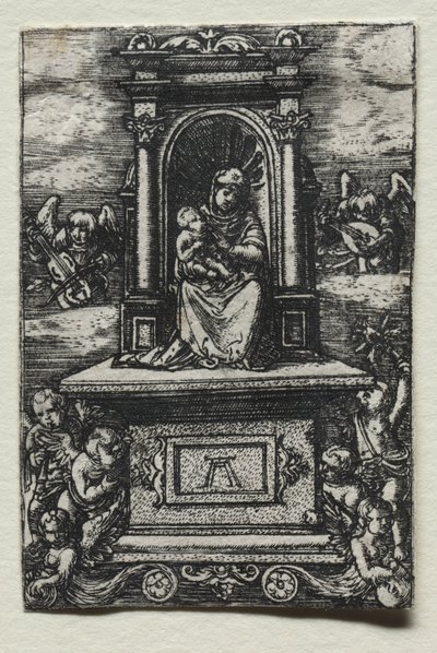 De Mooie Maagd van Ratisbon op een Altaar door Albrecht Altdorfer