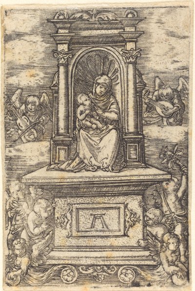 De Schone Maagd van Regensburg op een Altaar door Albrecht Altdorfer