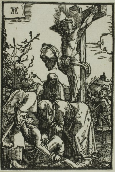 De kruisiging, uit De Val en Verlossing van de Mens door Albrecht Altdorfer