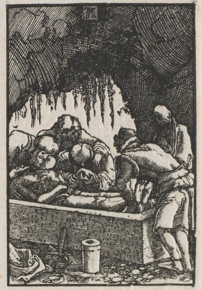 De Val en Verlossing van de Mens: De Begrafenis van Christus door Albrecht Altdorfer