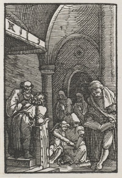 De Val en Verlossing van de Mens: Christus in discussie met de Dokters door Albrecht Altdorfer