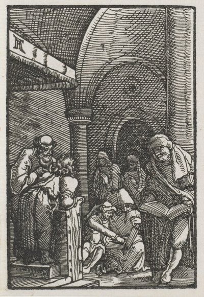 De Val en Verlossing van de Mens: Christus in discussie met de dokters, ca. 1515 door Albrecht Altdorfer