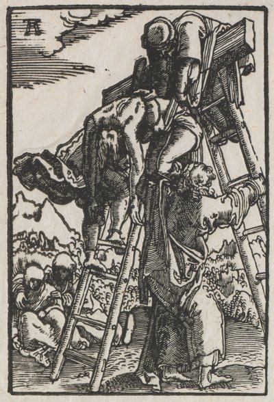 De Val en Verlossing van de Mens: Afdaling van het Kruis door Albrecht Altdorfer
