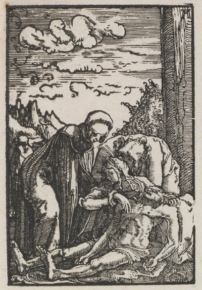 De val en verlossing van de mens: De klaagzang onder het kruis, c. 1515 door Albrecht Altdorfer